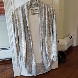 Long sleeved fleece and lace cardigan